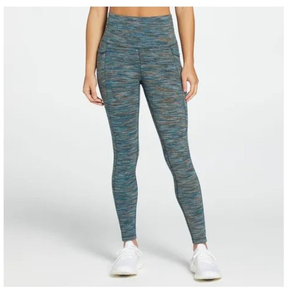CALIA by Carrie Underwood Teal Multicolor Space-Dye Leggings